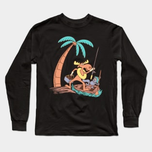 Rocky Bullwinkle on Canoe Long Sleeve T-Shirt